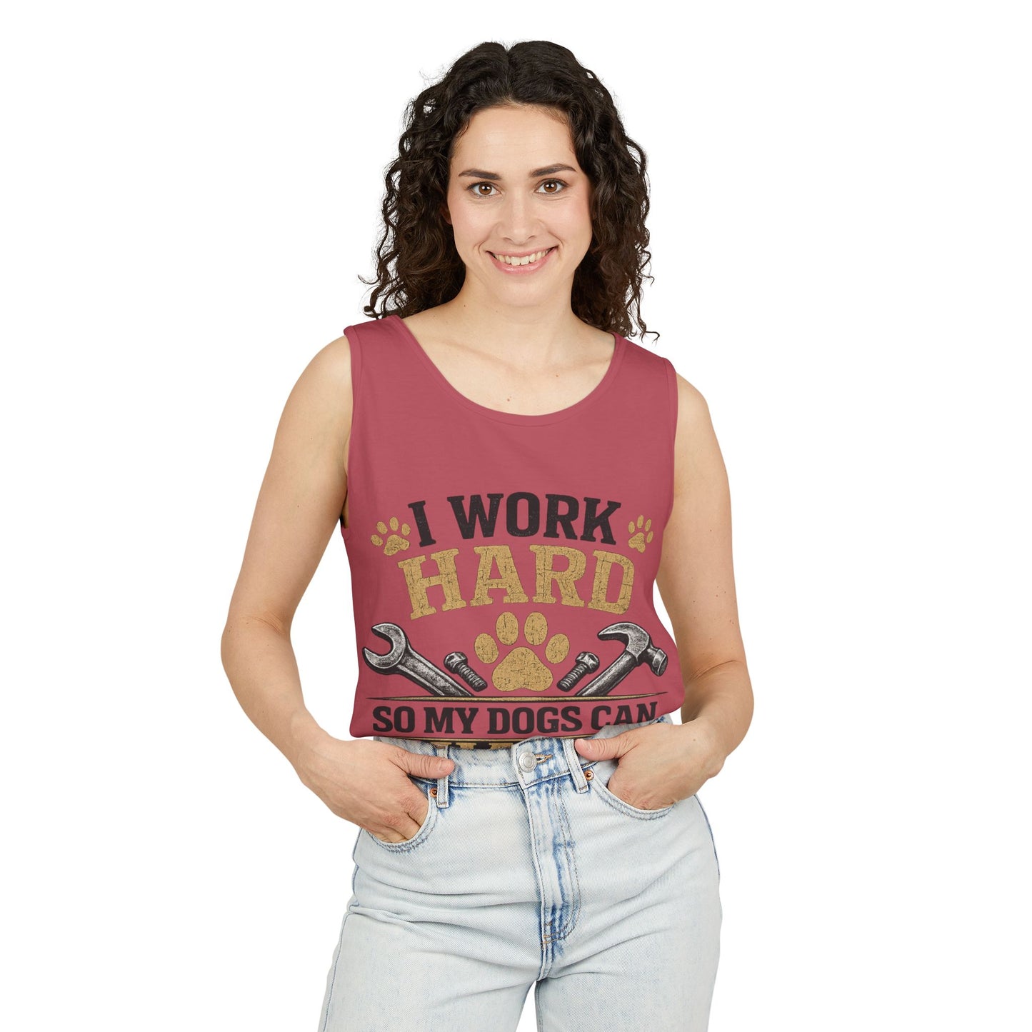 I Work Hard So My Dogs Can Have Nice Things Tank Top | Dog Paw Wrench Design