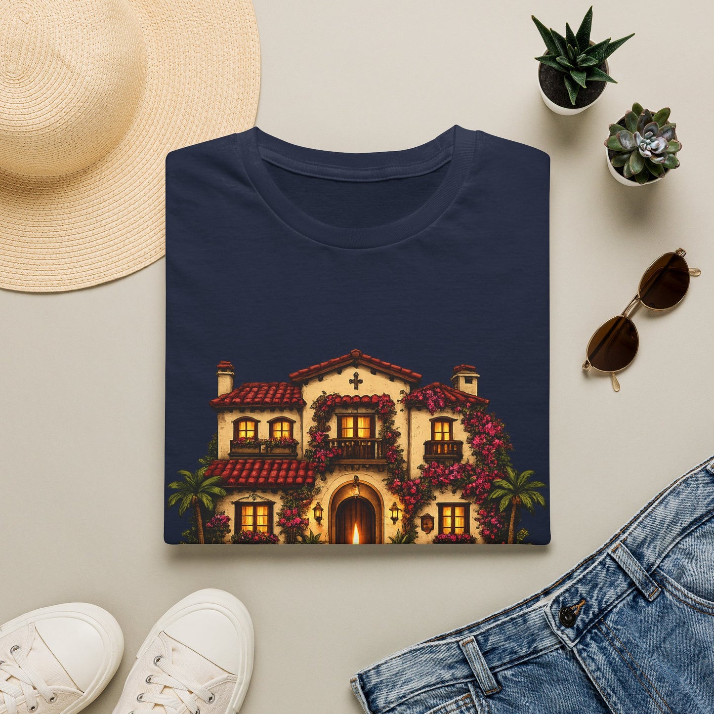Waiting on a Miracle Spanish Villa T-Shirt | Mediterranean House Illustration
