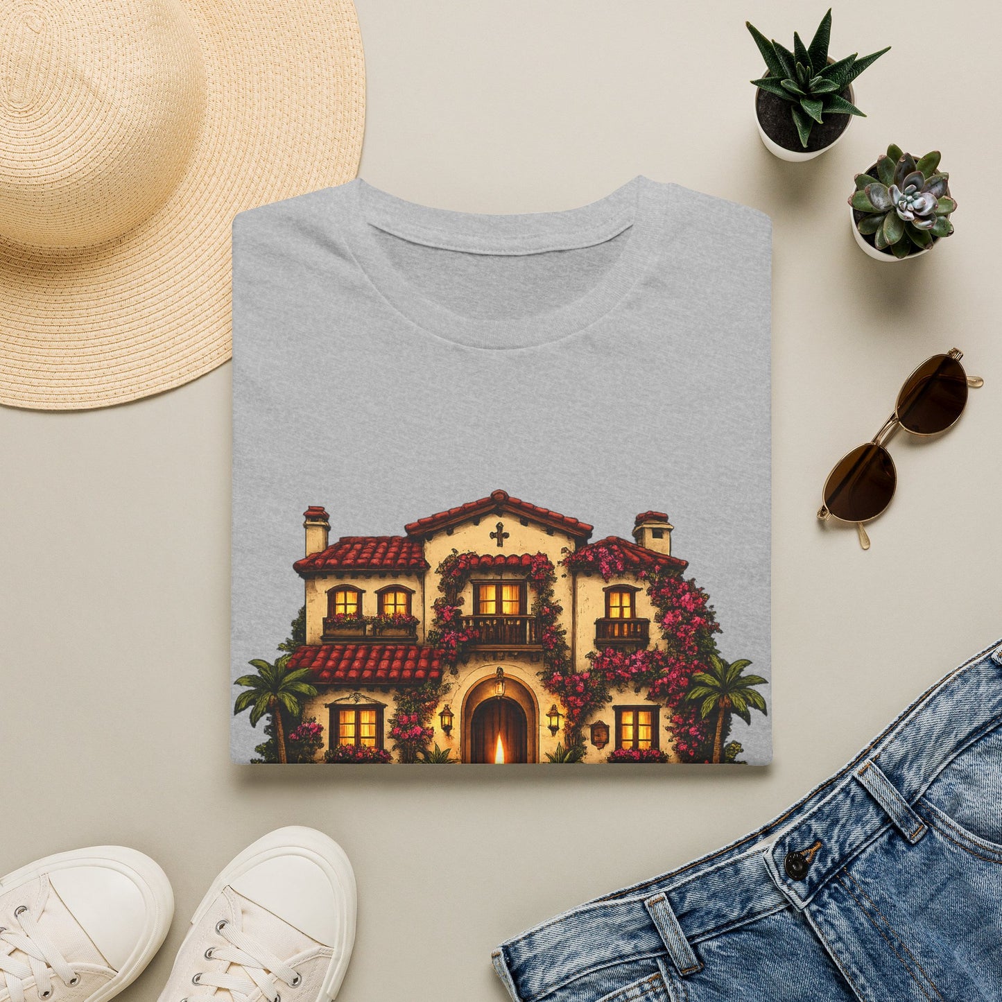 Waiting on a Miracle Spanish Villa T-Shirt | Mediterranean House Illustration